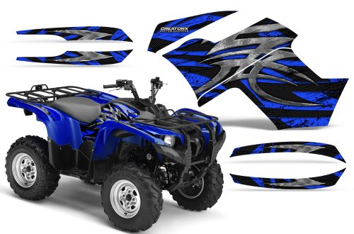 CreatorX Graphics Kit Decals Stickers for Yamaha 07-15 Grizzly 700 and 07-14 Grizzly 550 Bolt Thrower Blue
