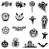 Harsgs Halloween Iron on Patches, Embroidered Iron on/Sew on Patches Halloween Themed Applique for Clothes, Dress, Hat, Jeans, DIY Accessories, Pack of 15 Black