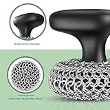 Purgreat Cast Iron Scrubber | Dish Scrub Brush | 316 Cast Iron Cleaner Chainmail Scrubber for Cast Iron Pan Skillet Cleaner - Dish Scouring Pad Dishwasher Safe Cleaning Kit, Black 02