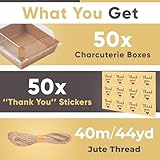 Leafiew 50 Pack Small Charcuterie Boxes with Clear Lids - To Go Paper Mini Charcuterie Box, Disposable Food Containers, 5Inch Dessert Boxes - Sandwich, Cookie, Sushi, Cake Slice, Strawberries (Brown)