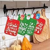 Yaomiao 24 Pcs Christmas Pot Holders with Silicone Spatula Set Silicone Spatula Set with Wooden Handles Pot Holders for Kitchen Christmas Kitchen Utensils Christmas Baking Gifts for Xmas (Cute)