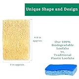 Natural Loofah Kitchen Sponge (XL - 10 Pack) - Natural Sponges for Dishes - Eco Friendly and Compostable Sponges - Plant Based Kitchen Dish Biodegradable Sponge