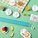 44 Pieces 1:12 Dollhouse Miniature Breakfast Kitchen Accessories Mini Toast Machine Bread Juice Milk Eggs Cups Fruits Plates Knife Fork Spoons for Dollhouse Kitchen Scene and Cake Topper Decor