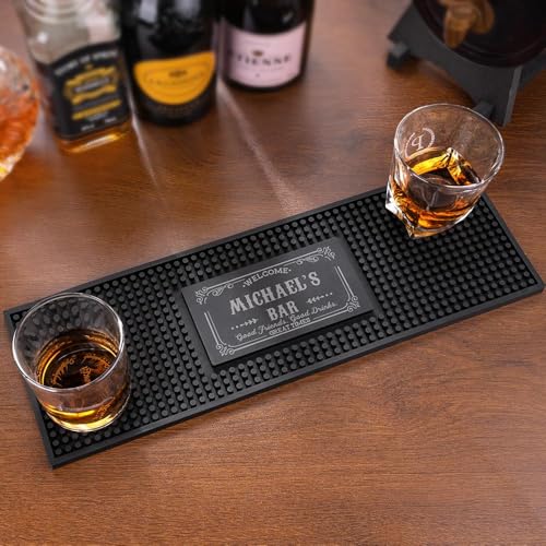 Custom Bar Mat, Personalized Non Slip Rubber Mat for Countertop Drink Coaster with Text Bar Decor(17.7 x 5.9 in)