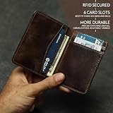 FOXHACKLE Leather Credit Card Holder Wallet for Men and Women, Thin Bifold RFID Blocking Wallet, Slim Front Pocket Minimalist Wallet, Small Card Case (Olive Brownish)