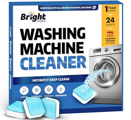 Bright Choice Washing Machine Cleaner Tablets - 24 Pack Deep Cleaning Tablets For Front Loader & Top Load Washers Inc. HE, Mold Remover, Descaler For Drum & Laundry Tub, Septic Safe - 12 Month Supply