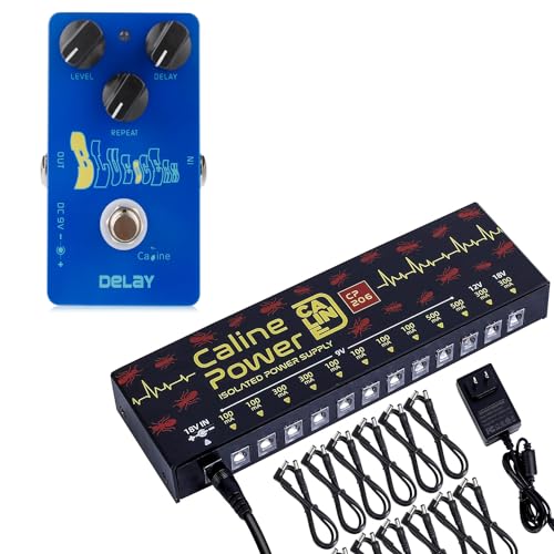 Caline Guitar Pedal Power Supply, True Isolated Pedalboard Power Supply with 12 Outputs and Caline CP-19 Analog Delay Pedal