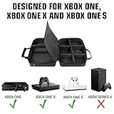 USA GEAR Console Carrying Case - Xbox Travel Bag Compatible with Xbox One and Series S with Water Resistant Exterior and Accessory Storage for Controllers, Cables, Gaming Headsets and More - Black