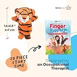 20-Piece Story Time Finger Puppets Set - Cloth Velvet Puppets - 14 Animals and 6 People Family Members