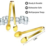 JCREN 12 Pcs Gold Tongs Serving Tongs Stainless Steel Tongs for Serving Food, Small Appetizer Tongs Ice Tongs for Tea Party, Coffee, Appetizers, Desserts - 4.9inch