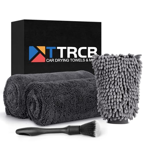 2 Pack Car Drying Towel, Microfiber Towels for Cars (36" x 24"), 1300 GSM Ultra-Absorbent, Streak Free, Premium Double Twisted-Loop Drying Towels Car Detailing with Car Wash Mitt for SUV, RV, Truck