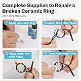 Fishing Rod Repair Kit, Ceramic Eyelet Inserts Replacement Kit with Fishing Rod Epoxy Glue