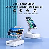 JTEMAN Portable Phone Stand with Speaker Bluetooth Wireless,Gifts for Men Women,Birthday for Women Men,Kitchen Gadgets for Men,Phone Holder for Desk - White