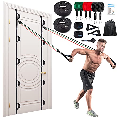 Brebebe Door Anchor Strap for Resistance Bands Exercises, Multi Point Gym Attachment Home Fitness, Portable Band Workout Equipment (1 Anchor+Resistance Set), Black
