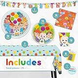 Cocomelon Party Supplies Set | Cocomelon Birthday Party Supplies and Decorations | Serves 16 Guests | With Banner, Table Cover, Plates, Napkins, Cups and Sticker