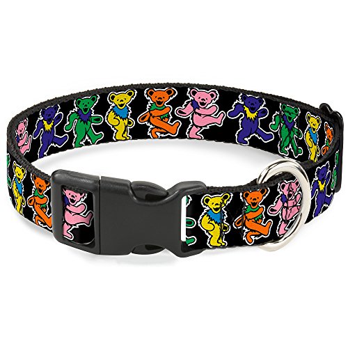 Buckle-Down Plastic Clip Collar - Dancing Bears Black/Multi Color - 1" Wide - Fits 15-26" Neck - Large
