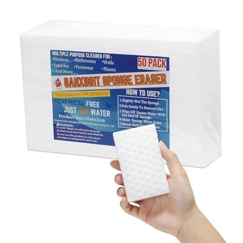 50 Pcs Magic Sponges Eraser|2X Density Extra Thick Magic Sponge Eraser|Melamine Sponges for Cleaning Kitchens,Bathrooms,Walls,Vehicles,Footwear,Floors