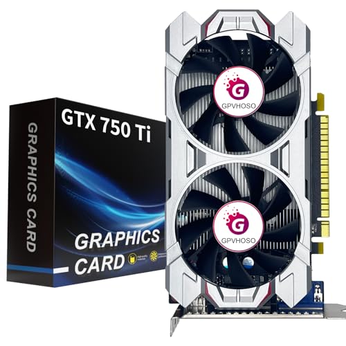 GPVHOSO GTX 750Ti 4GB Graphics Card GDDR5 128bit Direct X12 640SP Gaming Video Card, PCI Express 3.0x16 Interface, HDMI, DVI-D, VGA, Dual Fan, Low Power GPU for Working Gaming