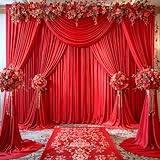 20ft x 15ft Red Wrinkle Free Backdrop Curtains for Wedding Party Backdrops Curtain Drapes Fabric Decorations Photo Back Drop Cloth for Baby Shower Photography Stage Reception