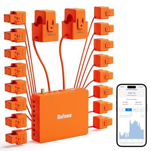 Smart Home Energy Monitor Supports Home Assistant, Real-Time Accurate Energy Consumption Tracking, Electricity Usage Monitor with 16x60A Circuit Sensors, 36-Month History, Solar Metering, 2.4G