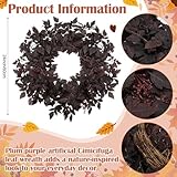 Waydress 24" Plum Cimicifuga Seeded Wreath Garland Fake Artificial Plants Cimicifuga Wreath Plum Realistic Cimicifuga Ramosa Leaves Garland for Autumn Fall Home Indoors Fireplace Holiday Decorations