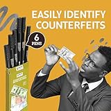 NoteShield 6 Pack Counterfeit Detector Pen Counterfeit Pens Bill Pens Money Marker Detect Fake Marker, Check Bills False Currency Counterfit Marker Pen