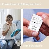 Clothing Labels for Nursing Home (50), No-Iron Name Tags, Washable Personalized Stickers (1.2” x 0.5”), Perfect for Clothes, Items and Nursing Home Supplies - White