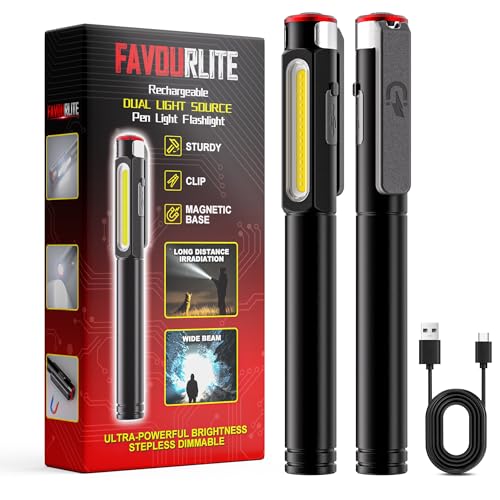Pen Light Flashlight, 800 Lumens LED Pen Flashlights Rechargeable 6 Modes COB Magnetic Flashlight with Clip Bright Pocket Flashlights Work Light Portable Waterproof Durable Penlight for Nurse