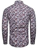 TUNEVUSE Mens Long Sleeve Floral Dress Shirt Flower Pattern Print Button Down Shirts Cotton Gray Large