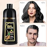 Bablabear Black Hair Dye Shampoo for Gray Hair, Semi-Permanent Hair Color Shampoo for Women and Men, Herbal Ingredients, 3 in 1 100% Grey Coverage.Lasts 30 Days/500ml/Natural herbal Ingredients