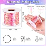 cridoz Lanyard String Kit, Boondoggle String with 25 Rolls Plastic Lacing Cord and 50Pcs Keychain Lanyard Accessories, Gimp String Lanyard Weaving Kit for Keychain Crafts, Bracelet and Lanyards