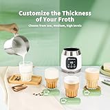 Maestri House Milk Frother, 21OZ Variable Temp and Froth Thickness Milk Frother and Steamer, Smart Touch Control Milk Warmer, Dishwasher Safe, Memory Function for Latte Cappuccino Hot Chocolate