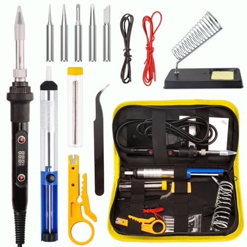 WellerMan Soldering Iron Kit 80W – LCD Digital Adjustable Temperature Soldering Tool Set with 5 Precision Tips, Desoldering Pump, Solder Wire, Stand for DIY, Electrical Repairs, and Metal Work