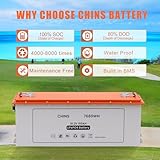 CHINS Smart LiFePO4 Battery Bluetooth 48V 150AH Lithium Battery Perfect for Golf Cart, Trolling Motor, Marine, Built-in 200A BMS, Includes Battery Monitor, Peak Current 1000A