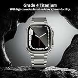 LULULOOK Luxury Band for Apple Watch Ultra 2/Ultra, Grade 4 Pure Titanium Band for iWatch 49MM with Magnetic Buckle, Super DLC Scratch Resistant - Size & Color Match Titanium Bracelet for Men