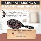 Since 1869 Hand Made In Germany - Nylon Boar Bristle Brush Suitable For Normal to Thick Hair - Gently Detangles, No Pulling or Split Ends - Softens and Improves Texture, Stimulates Scalp (Large)