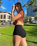 OQQ Women 3 Piece Yoga Shorts Sexy High Waist Booty Stretch Workout Exercise Hot Shorts Black Darkgrey Blue