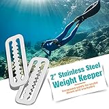 Dawitrly 4Pcs Scuba Weight Belt Keepers, 316 Stainless Steel 2′ Diving Webbing Belt Slide Stopper Weight Retainer Clips with Teeth Fits for Standard 2" (5cm) Webbing Belts