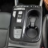 ruihe Carbon Fiber Pattern Car Gear Shift Knob Console Panel Trims Cup Holder Frame Cover Compatible with Fit for Hyundai Tucson 2022 2023 2024 2025