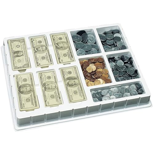 Educational Insights Play Money Deluxe Set - Realistic Fake Money, Prop for Pretend Play or Teaching, Dollar Bills & Coins for Kids Cash Register, Toys & Gifts for Ages 5+
