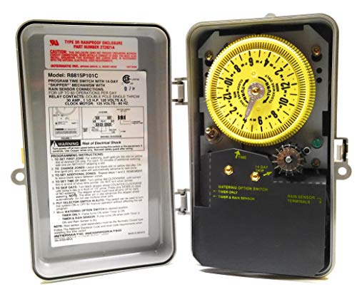 Intermatic R8815P101C Pool/Sprinkler/Irrigation Timer - 24 Hr Mechanical Sprinkler/Irrigation Time Switch with 14-Day Skipper - Up to 44 ON/OFF Settings Per Day, Weather-Adaptive, Durable Enclosure