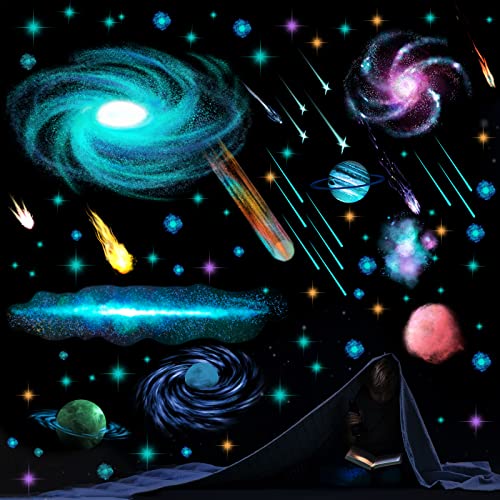 Glow in The Dark Stars Ceiling Wall Stickers Galaxy Star Stickers Self-Adhesive Removable Glow in Dark Decals for Kid Nursery (Modern Style)