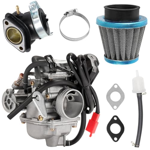 PD24J Carburetor 24mm Carb kit for GY6 125CC 150CC 4-Stroke Engines Electric Choke Motorcycle Scooter Mopeds 157QMJ 157QMI 152QMJ 152QMI Yerf-Dog GX150 ATV Go Karts Roketa Sunl Taotao Coolster