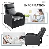 Homall Recliner Chair, Recliner Sofa PU Leather for Adults, Recliners Home Theater Seating with Lumbar Support, Reclining Sofa Chair for Living Room (Black, Leather)