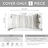 BlissBlush Gray Decorative Lumbar Pillow Cover 14x24, Boho Accent Throw Pillow Case for Couch Sofa Bed, Modern Farmhouse Textured Lumbar Cushion Bedroom Living Room, Cover ONLY