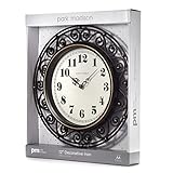 Park Madison Decorative Iron Style Wall Clock 12 Inch Silent Battery Operated Vintage Elegant Retro Clocks for Living Room Decor, Kitchen Office Dining Room Bedroom School Classroom (13736)