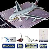 Qatar A380 Model Airplane 1/160 Scale Qatar Airbus A380 Model Aircraft, 18.1 Length, with LED Lights, Highly Simulated Resin Material, Free Airport Scene Props, for Collections and Birthday Gifts