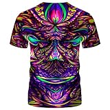 Hisayhe Trippy Psychedelic T-Shirt Men's 3D Cool Graphic Short Sleeve Tees Top,Multicolor1,XL