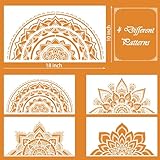 18x10 Inch Mandala Stencil Reusable Mandala Painting Templates Stencil Floral Design Stencil Mandala Drawing Craft Stencil for DIY Wall, Tile, Furniture, Canva, Outdoor Indoor Decoration 4 PCS