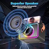 Karaoke Machine,Portable Bluetooth Karaoke Speaker with 2 Wireless Microphones for Adults & Kids Toys with LED Lights, Karaoke Microphone with PA System Supports USB/TF/AUX,Gift for Party (Black)